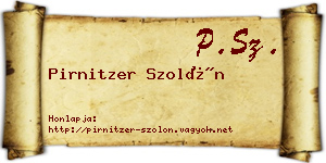 Pirnitzer Szolón névjegykártya